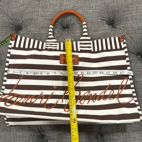 Henri Bendel Bag Large Canvas Striped Logo Tote Bag - Picture 13 of 17